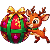 Rentiere und Weihnachtsschmuck
