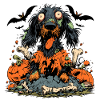 GruselZombieHund mit Kürbissen