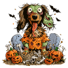 ZombieHund im Halloween-Gräberfeld