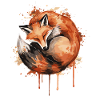Fuchs Aquarell Stil Schlummernder Rotfuchs