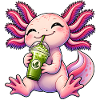 Süßer Axolotl mit Matcha Latte