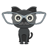 Süße schwarze Katze mit Nerd-Brille