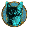 Neon-Katzenporträt im Kreis