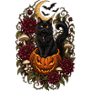Gothic Black Cat Halloween Kürbis