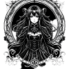 Gothic Anime Lady im Ornamentrahmen