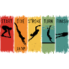 Retro Swimming Steps Start Tauchschwimm-Finish