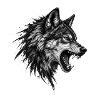 Grafiken von Wolfsköpfen