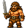 Pixel Barbar mit Schwert
