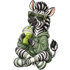 Süßes Zebra mit Matcha Latte