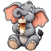 Süßer Elefant mit Latte Macchiato