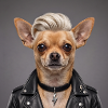 Rocker Chihuahua in Lederjacke