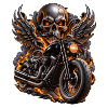 Totenkopf-Biker auf Motorrad