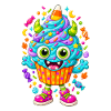 Bunte Cupcake-Kreatur Party