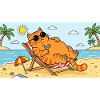Coole Strandkatze entspannt im Paradies