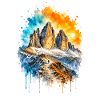 Drei Zinnen Dolomiten Aquarell