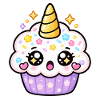 Kawaii Regenbogen-Einhorn-Cupcake