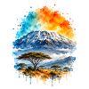 Kilimandscharo Afrika Safari Aquarell