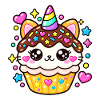 Leuchtender Kawaii-Einhorn-Cupcake
