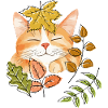 Autumn Katze mit Herbstlaub 