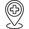 Medizinisches Standort-Pinline-Symbol