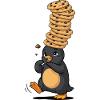 Pinguin Mit Riesigem Pfannkuchenstapel