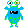 Neonblauer Monster mit großen Augen