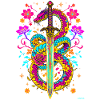 Bunter Schlangenschwertblumen-Design.