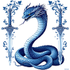 Design von blauen Schlangen-Dekorationsschwertern.