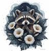 Waschbär im Blumenbeet.