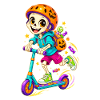 Halloween-Skelett auf Scooter
