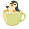 Niedlicher Pinguin In Einer Teetasse