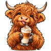 Highland Cattle mit Latte Macchiato