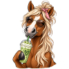 Süßes Pferd mit Matcha Latte