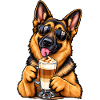 Schäferhund mit Latte Macchiato