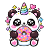 Panda Einhorn-Donut Kawaii