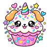 Leuchtender Kawaii-Einhorn-Cupcake