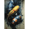 Koi Aquarell Blau und Gold
