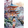 Kimono-Pagode und Kirschbäume