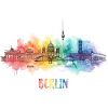 Berlin Skyline Regenbogen Aquarell