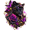 Schwarzer Panther mit Neon-Aura