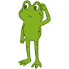 Frosch kratzt sich am Kopf