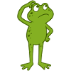 Frosch grübelt lustig