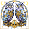 Steampunk Owls Lunar Gear Design.