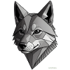 Geometrischer silberner Wolf.