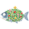 Weihnachtsfisch mit Baumschmuck