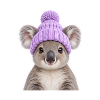 Knuffiger Koala mit Lavendel-Mütze