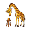 Skeptische Giraffe starrt eine Saftdose an