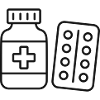 Medizinflaschen- und Tabletten-Liniensymbol