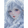 Eiskaltes Haar und violette Augen