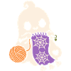 Halloween Geist strickt Spinnennetz Schal